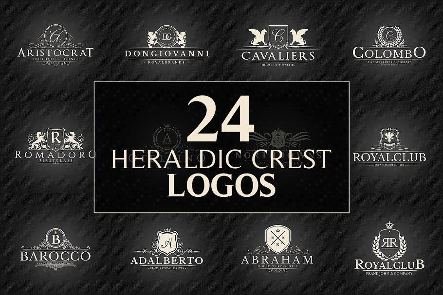 24款复古风格Logo素材设计模板 24 Crest Logos Bundle Vol.2设计素材模板