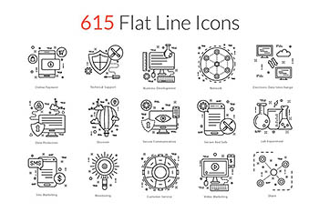 扁平化线型图标 615 Flat Line Icons