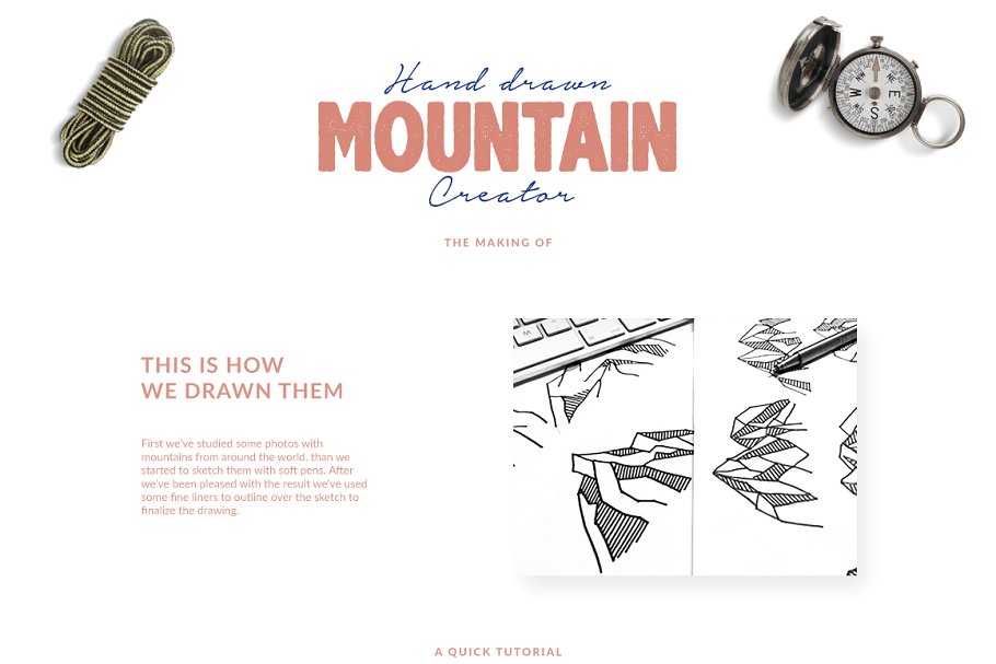 logo设计手绘平面素材模板 Hand Drawn Mountain Creator Kit设计素材模板