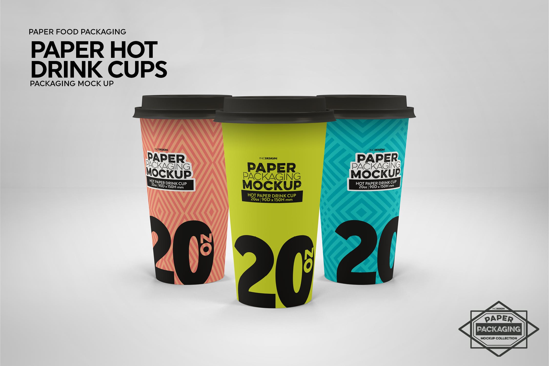 热饮一次性纸杯外观设计样机 Paper Hot Drink Cups Packaging Mockup设计素材模板