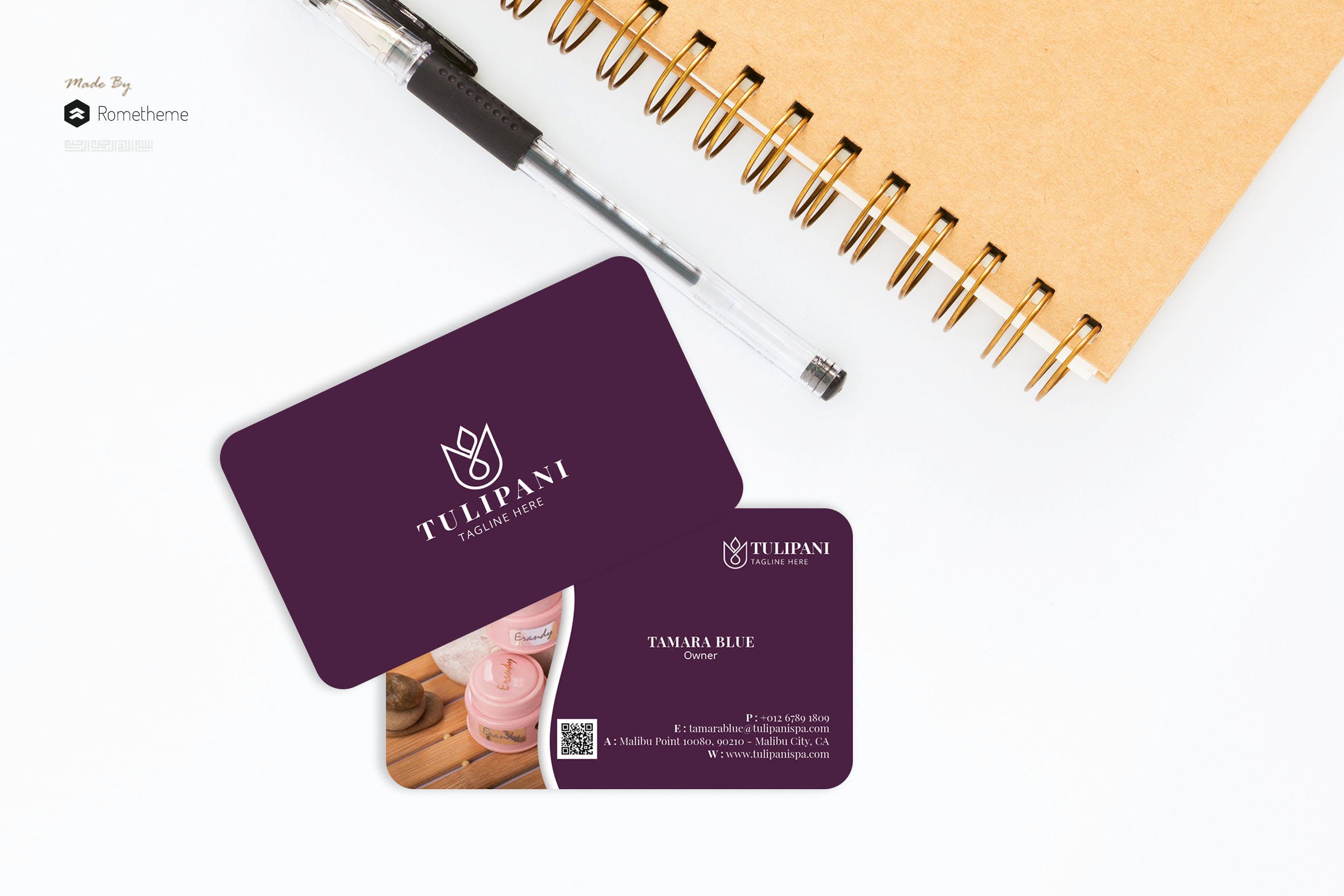 SPA美容会所圆角名片设计模板 Tulipani Spa – Business Card RB设计素材模板