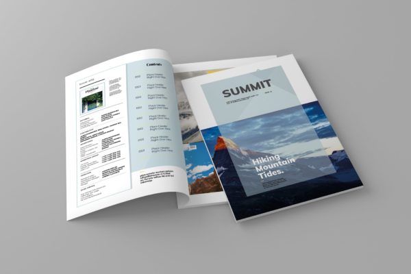 登山户外运动杂志设计INDD模板 Summit – Magazine Template