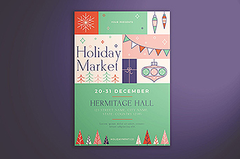 节假日主题活动海报传单模板 Holiday Market Flyer