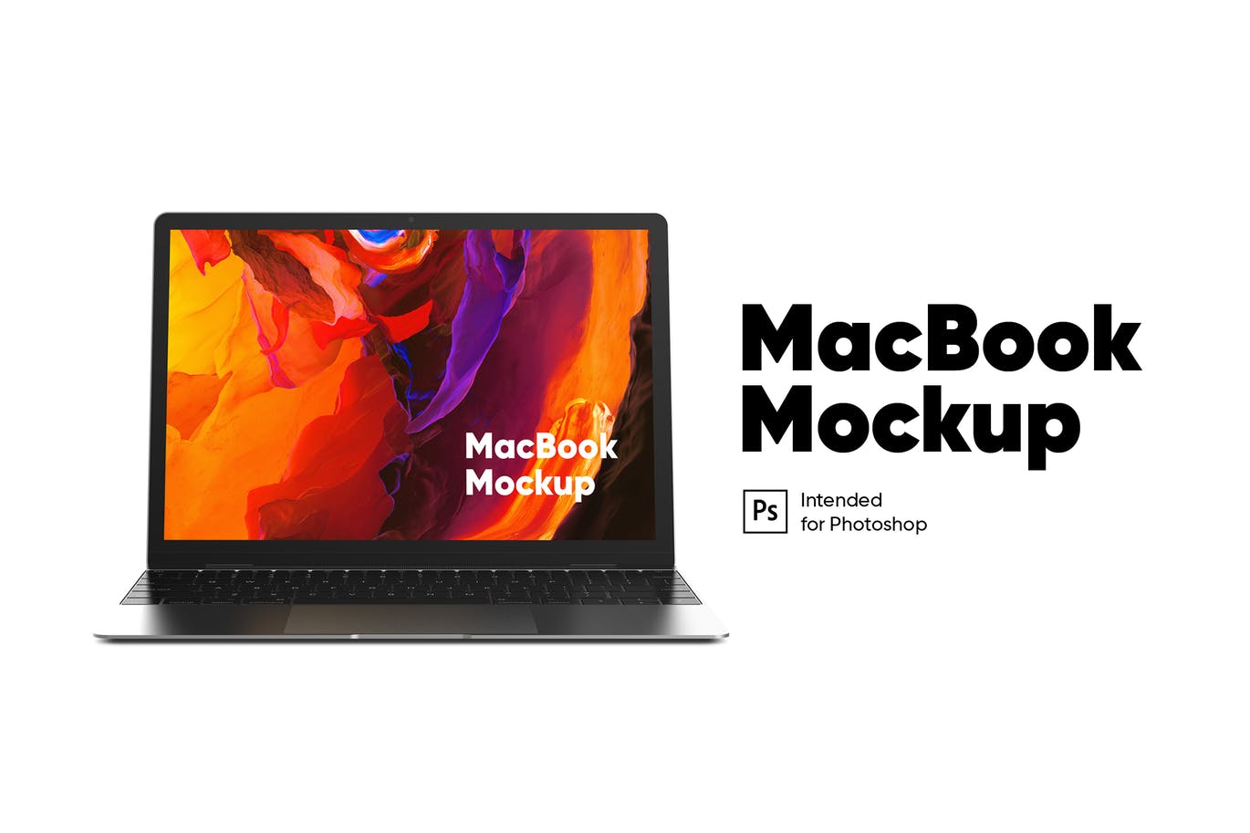 Macbook笔记本电脑屏幕演示前视图样机模板 MacBook Mockup front view设计素材模板