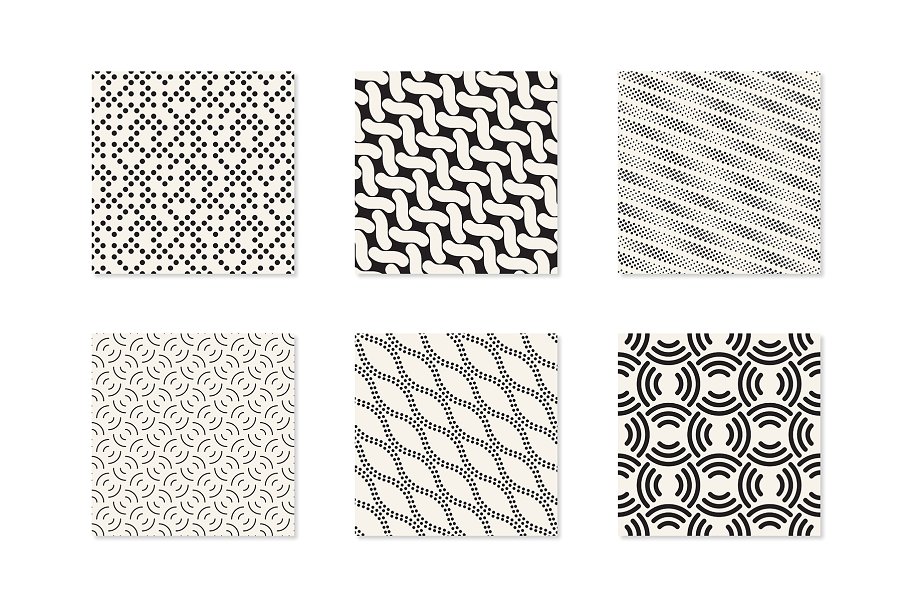 网格极简主义背景纹理 Minimalist Seamless Patterns Set设计素材模板