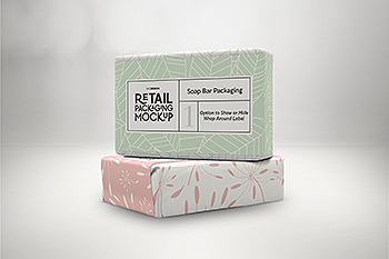 肥皂包装纸袋设计效果图样机 Retail Soap Bar Packaging Mockup