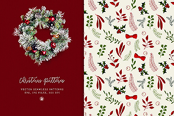 圣诞节节日元素图案花纹矢量背景素材 Christmas Patterns vol.2