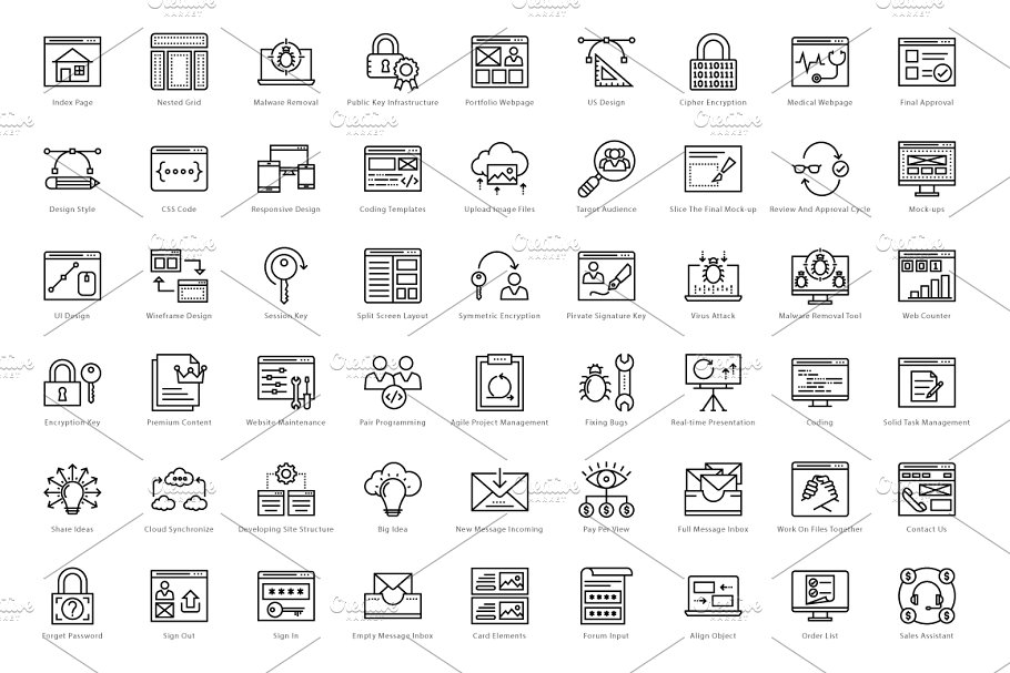 1458个Web&Seo网页图标 1458 Web and Seo Line Icons Set设计素材模板