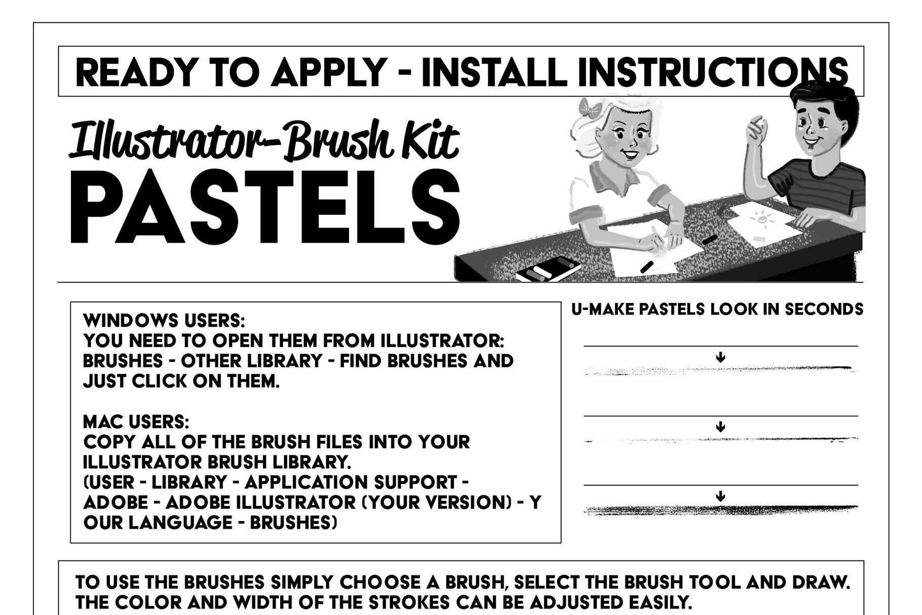 AI插画笔刷下载 Pastels Illustrator Brush-Kit设计素材模板