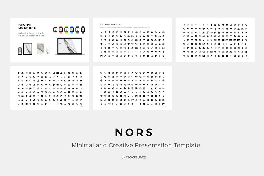 产品PPT模版 NORS Powerpoint Template + Big Bonus设计素材模板