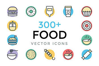 300+食物矢量图标 300+ Food Vector Icons