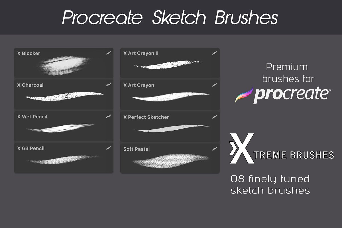 iPad Pro笔刷下载墨迹笔刷Procreate笔刷下载[brushset]设计素材模板