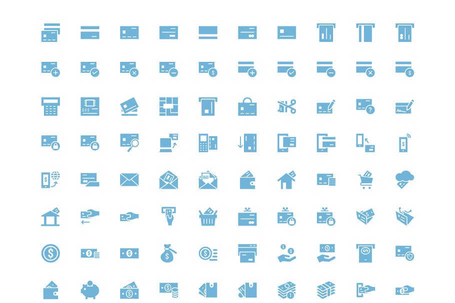125+平面信用卡支付图标素材 125+ Flat Credit Card Payment Icons设计素材模板