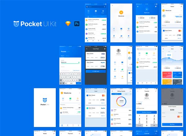漂亮的支付类APP UI KITS套装下载[PSD,Sketch]