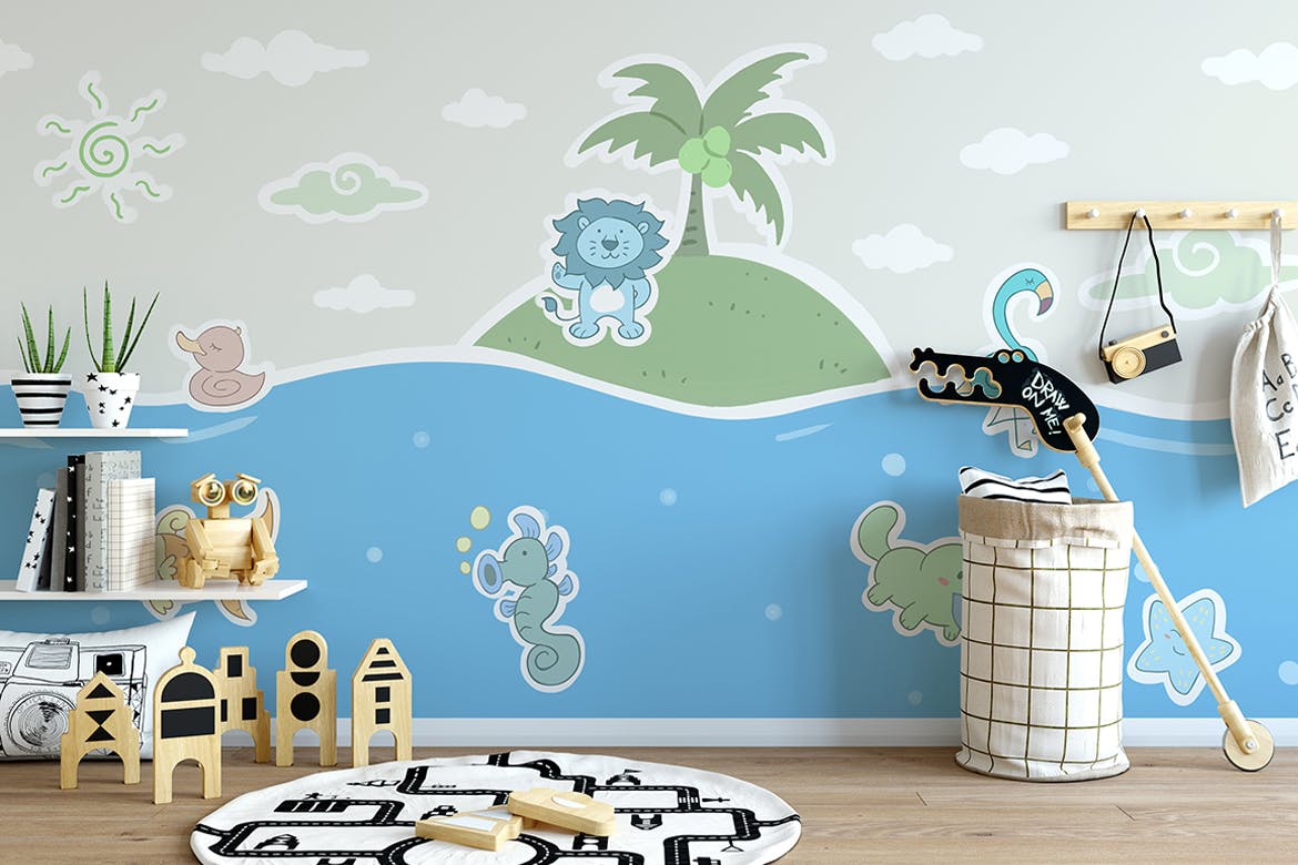 儿童墙纸动物装饰图案设计素材 Wallpaper Animal Decorative for Kids设计素材模板