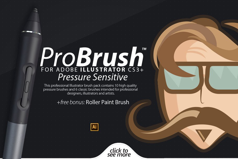 Ai压杆笔刷 ProBrush™ PS + Bonus Brushes设计素材模板