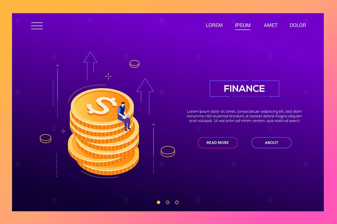 财务资产管理主题网站设计现代等距概念插画 Finance concept – modern isometric web banner设计素材模板