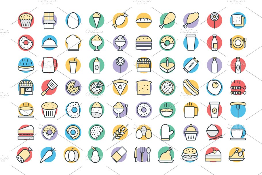 300+食物矢量图标 300+ Food Vector Icons设计素材模板