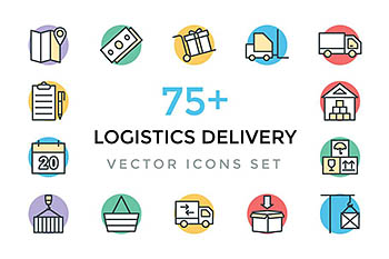 75+物流配送矢量图标 75+ Logistics Delivery Vector Icons