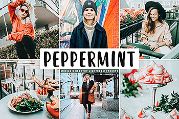 薄荷色&橙色明亮暖色调Lightroom预设 Peppermint Mobile & Desktop Lightroom Presets