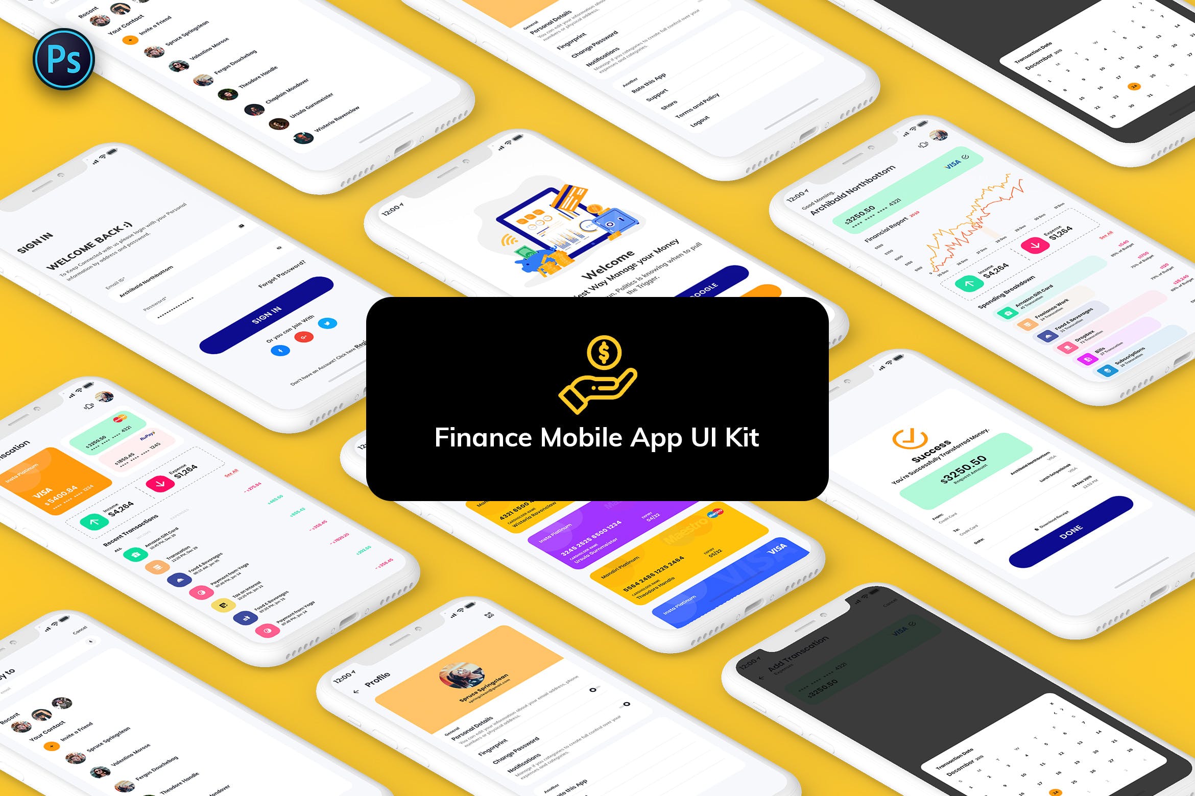 金融网上交易APP应用UI界面设计模板 Finance Mobile App Template UI Kit Light Version设计素材模板