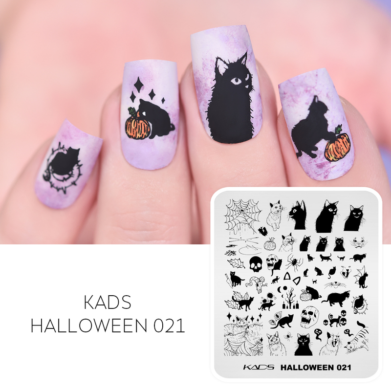 Kads September Nail Art Stencil Templates Christmas Halloween Adventure Little Black Cat Pumpkin Lantern Ice and Snow Colorful Knots
