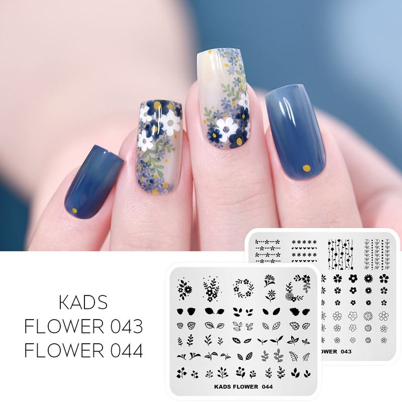 Kads Flower 25-48 Nail Art Stamping Plate Patterns Various Shapes of Flowers Nail Art Templates
