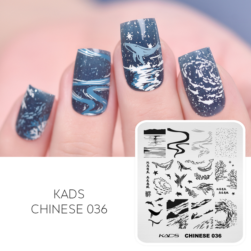 Kads Nail Art March New Products Stamping Plates: Chinese Style Floral Tea, Easter Bunny, Sand Painting, Cat, Hot Air Balloon, Tree Branches