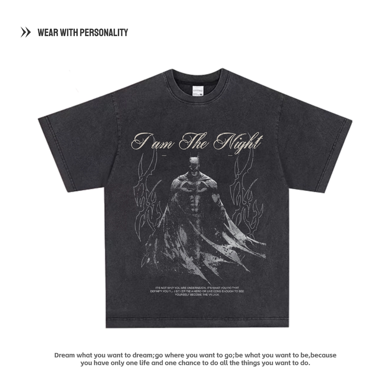 Batman Batman European and American Film and Television Design-Inspired American-Style Character Image Unisex Couple Heavy-Duty Short-Sleeve T-Shirt Batman Batman European and American Film and Television Design-Inspired American-Style Character Image Unisex Couple Heavy-Duty Short-Sleeve T-Shirt