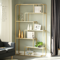 Iron Art Partition Shelving Nordic Minimalist Home Living Room Gold Shelf Multilayer Containing Shelf Floor Light Extravagant Bookshelves