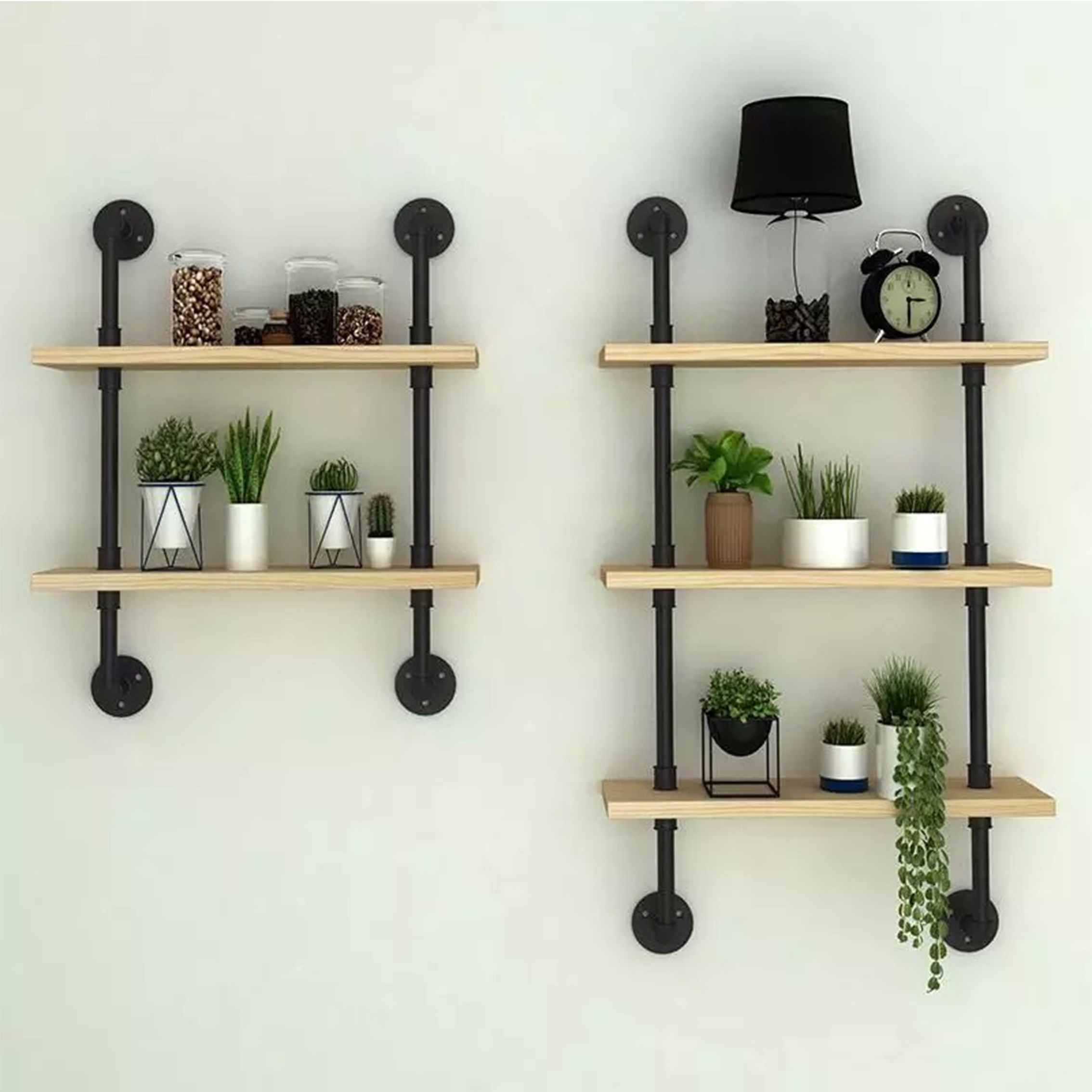 loft industrial water pipe wall shelf shelve wood living room wall-mounted shelve shelf separator bedroom floor shelf