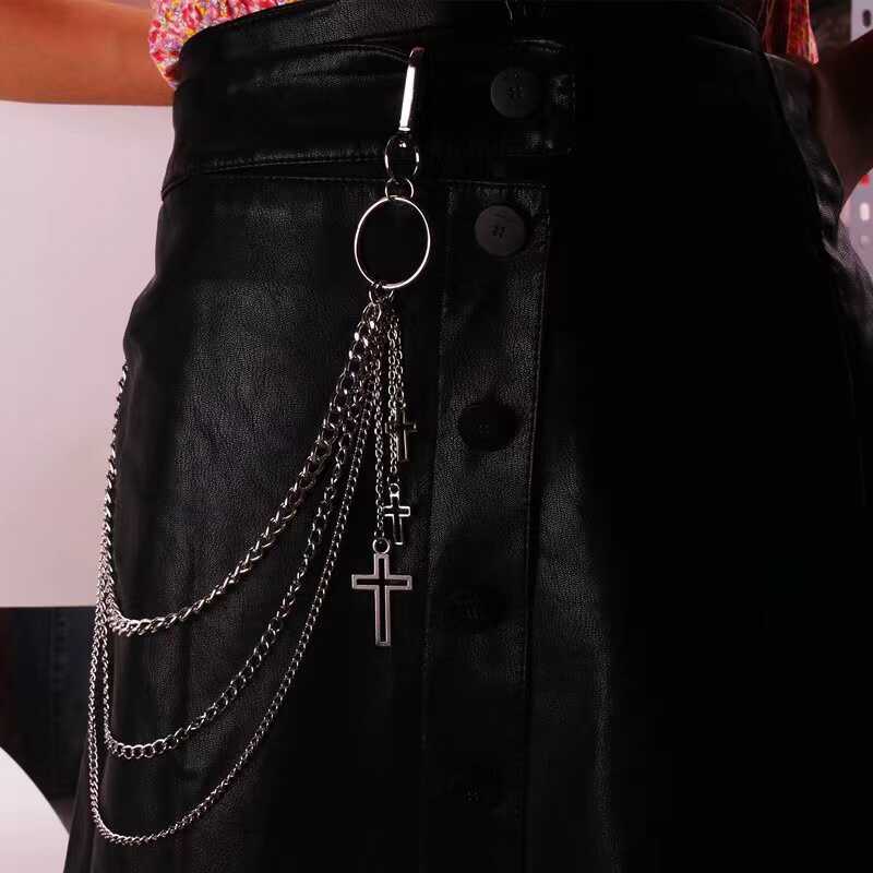 Trendy European and American Hip-Hop Pants Chain Accessories Harajuku Style Unisex Pants Chain Cross Pendant Versatile Hip-Hop Accessories