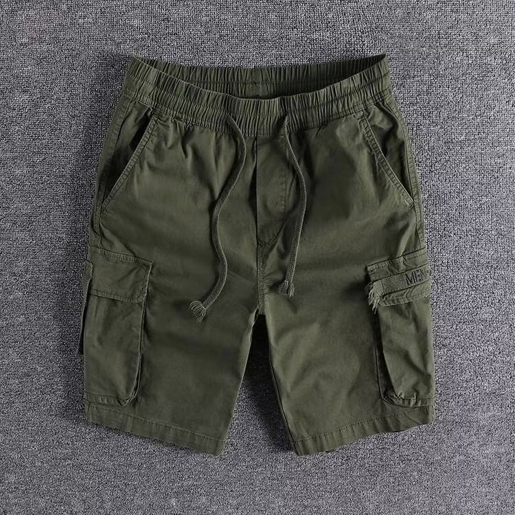 American-Style Work Shorts for Men, 2023 Summer Trendy Brand, Casual Mid-Length Pants, Loose and Versatile, Elastic Waist, Five-Point Shorts