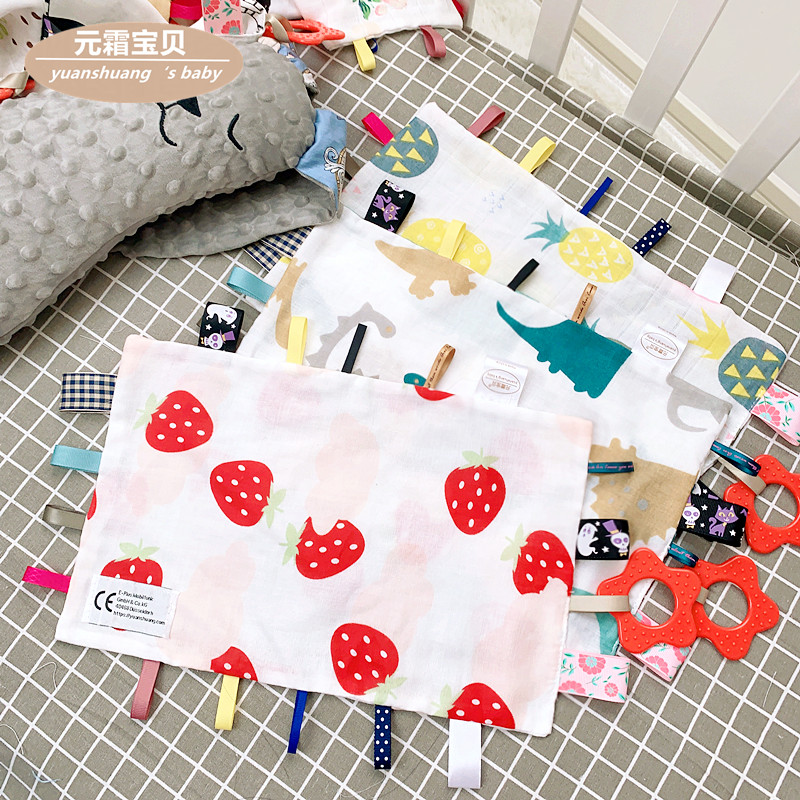 Gauze appeasement towel bean label appeasement toy Entrance Baby Doll Sleep Hand Occasionally Plush Toy 0-1