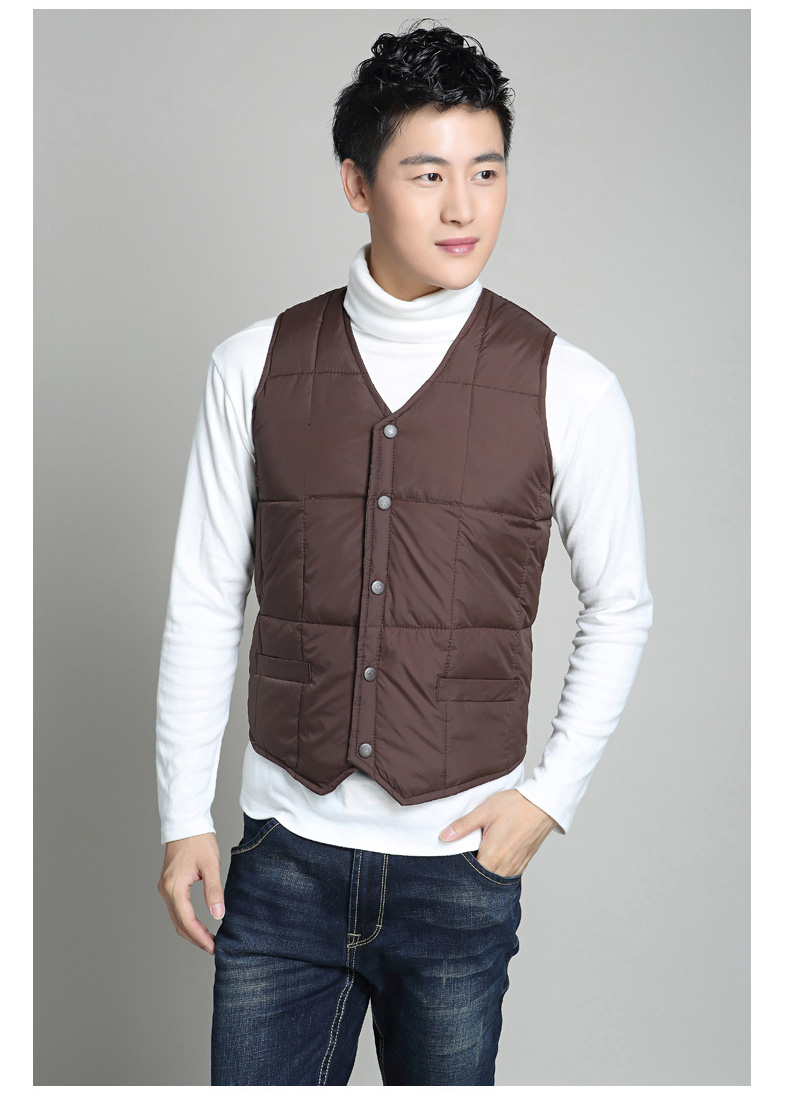 Cổ điển nam tình nguyện vest vest trung niên phù hợp với vest mùa thu và mùa đông người mẫu mặc vest mùa đông cotton khoác vest nam