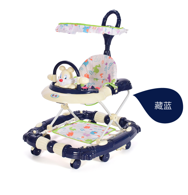 Baby Walker 6 7-18 tháng bé chống rollover đa chức năng tay đẩy có thể ngồi nam và cô gái với âm nhạc để giúp