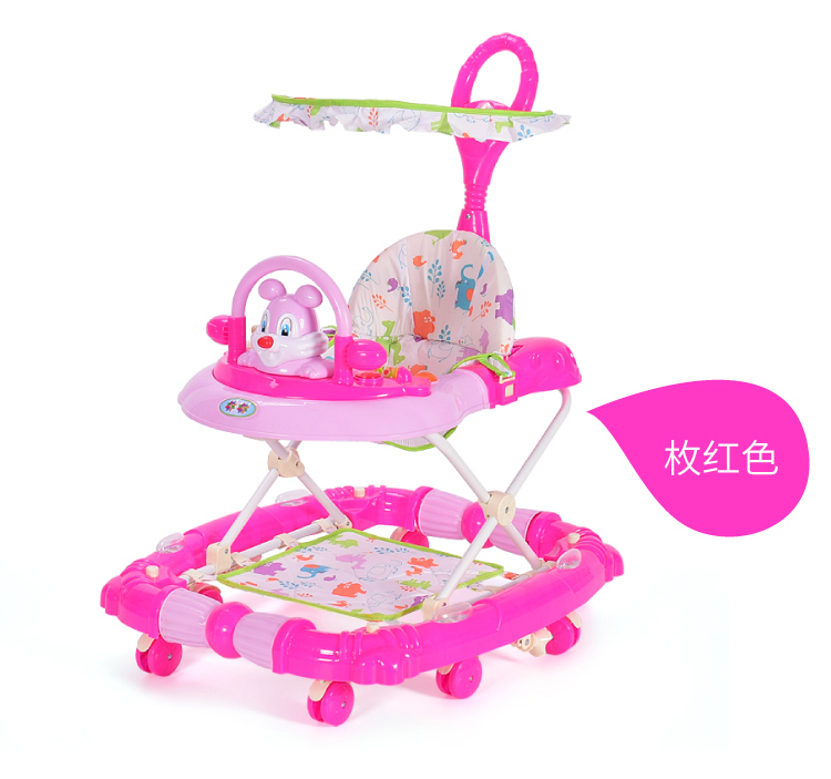 Baby Walker 6 7-18 tháng bé chống rollover đa chức năng tay đẩy có thể ngồi nam và cô gái với âm nhạc để giúp