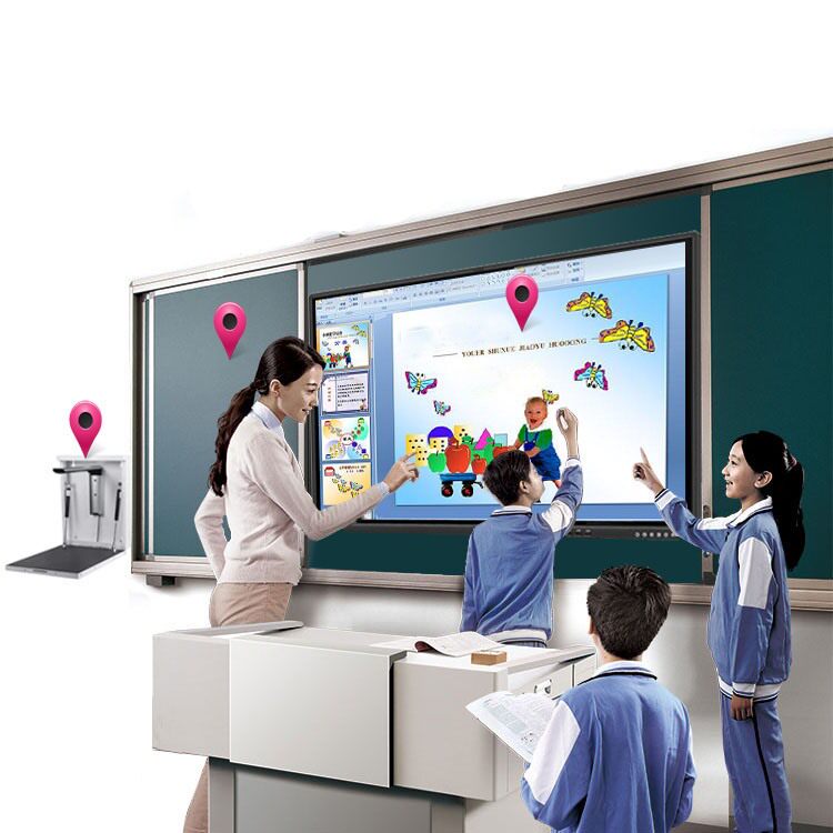 Banbantong Teaching mid-control All push-pull blackboard physical projector electronic whiteboard touch screen wall-mounted stand