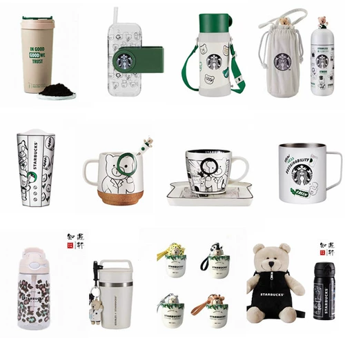 Starbucks, летняя кофейная стеклянная вместительная и большая трубочка со стаканом, 2020, стиль, с медвежатами