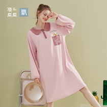  Top Guagua autumn and winter long-sleeved night dress solid color oxygen cotton cotton cotton cotton warm Korean version of the small flower can be worn outside the long skirt