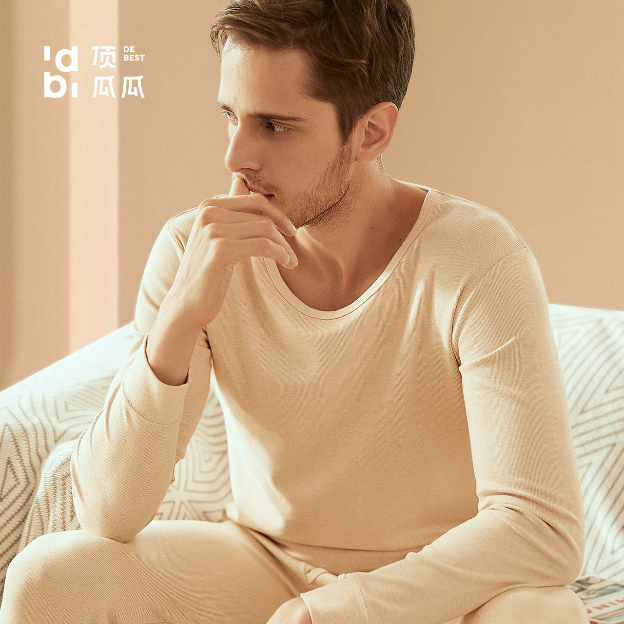 Top melon pure cotton autumn clothes sanitary pants top-all-cotton male and female round collar full cotton slim calorific clothes special