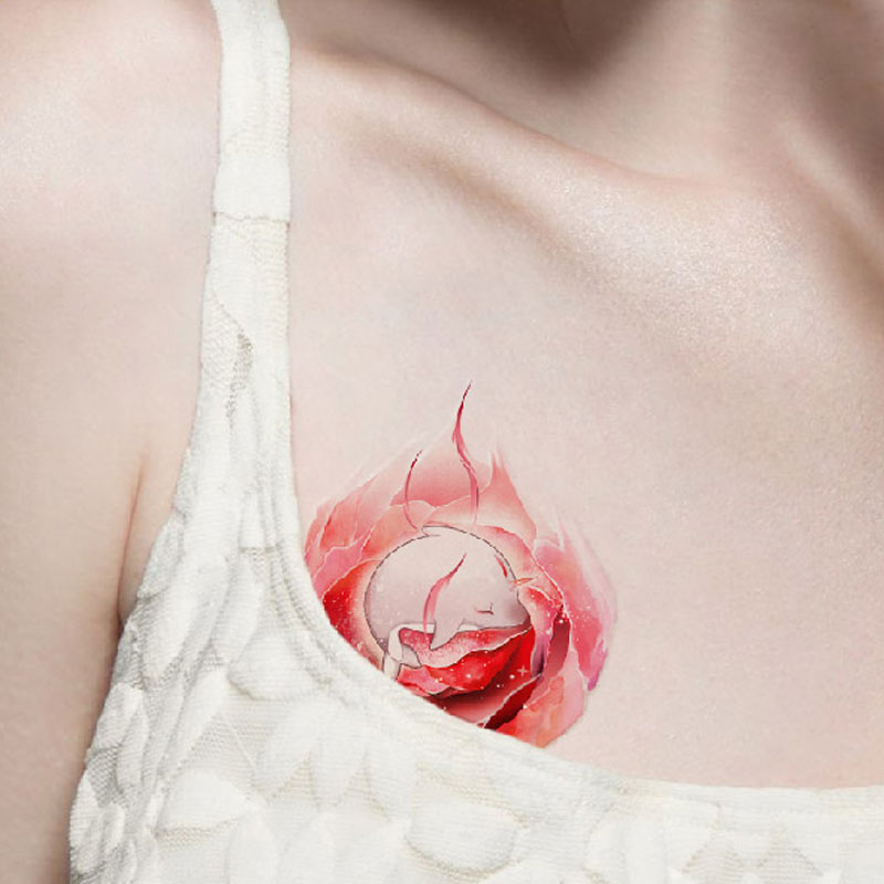 Mexican whale paste tattoo with fantastic ankle lotus lasting cute waterproof puppies blossom chest