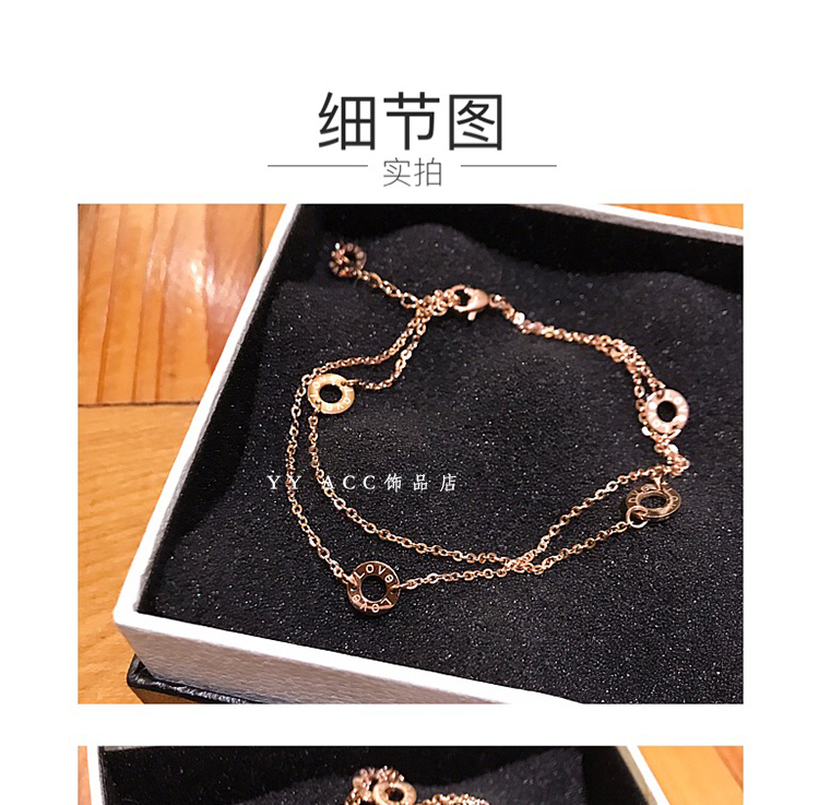 Thời trang Hàn Quốc đơn giản Mori đôi 18K vàng hồng titan thép không phai màu không gây dị ứng vòng chân nữ vòng chân nữ bạc