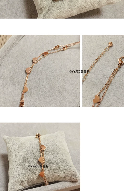 Thời trang nhỏ mini dễ thương đôi tình yêu vàng hồng vòng tay thép titan vòng chân trang sức hipster Hàn Quốc quà tặng nữ - Vòng chân