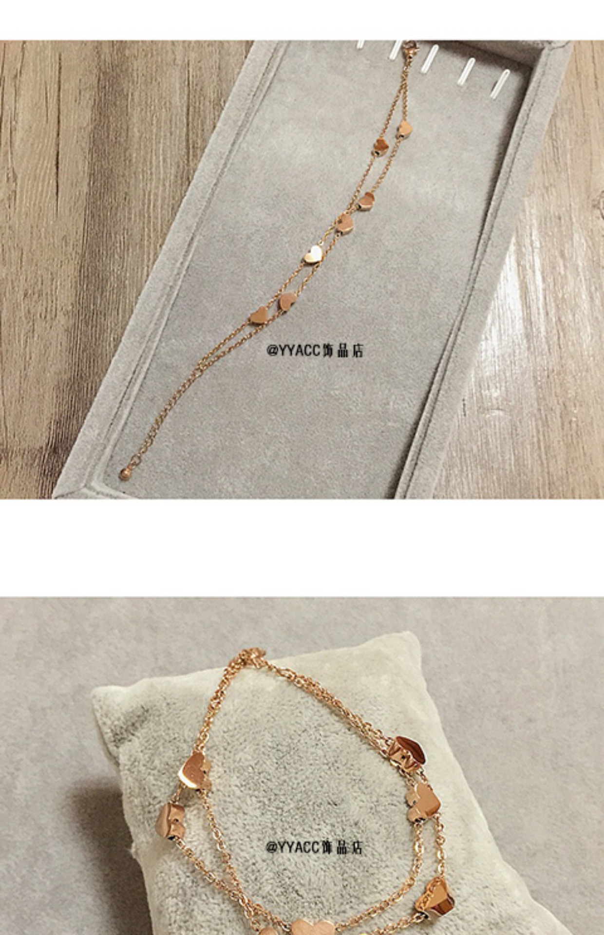 Thời trang nhỏ mini dễ thương đôi tình yêu vàng hồng vòng tay thép titan vòng chân trang sức hipster Hàn Quốc quà tặng nữ - Vòng chân lắc chân nữ bạc ta