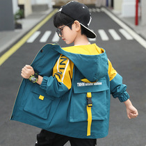 Boys jackets autumn 2021 new childrens jackets Western style hooded jackets in big childrens Korean style tops