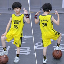 Boys basketball clothing sports suit 2022 new summer sleeveless two-piece quick-drying medium and large childrens jersey No. 35