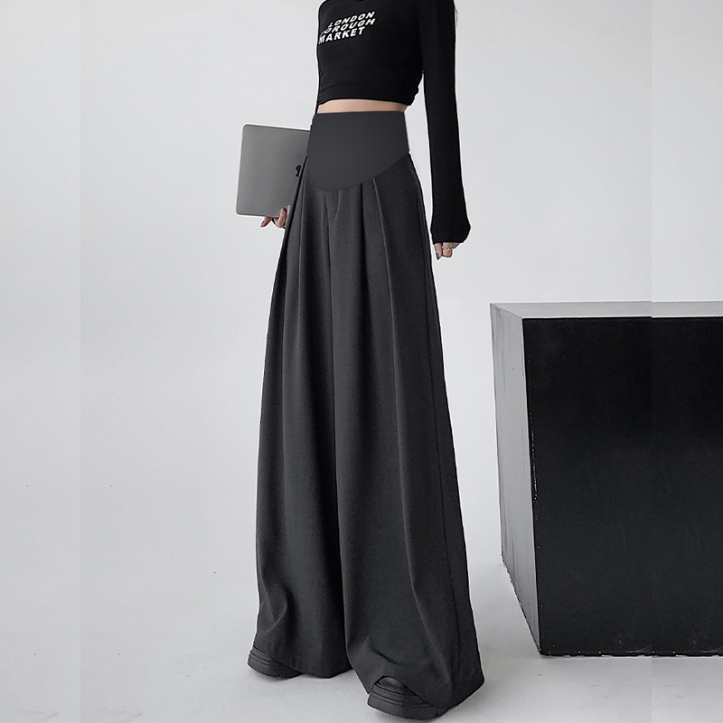 French G·T Maternity Pants Spring/Summer Style Suit-Style Drapey Belly-Supporting Wide-Leg Pants Straight Casual Floor-Length Pants