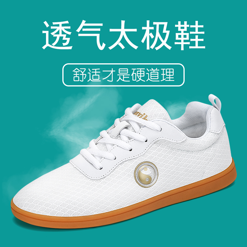 Duveable Spring Summer Breathable Tai Chi Shoes Women Practice Martial Arts Shoes Men Competition Training Taijiquan Sport Sails Shoes White