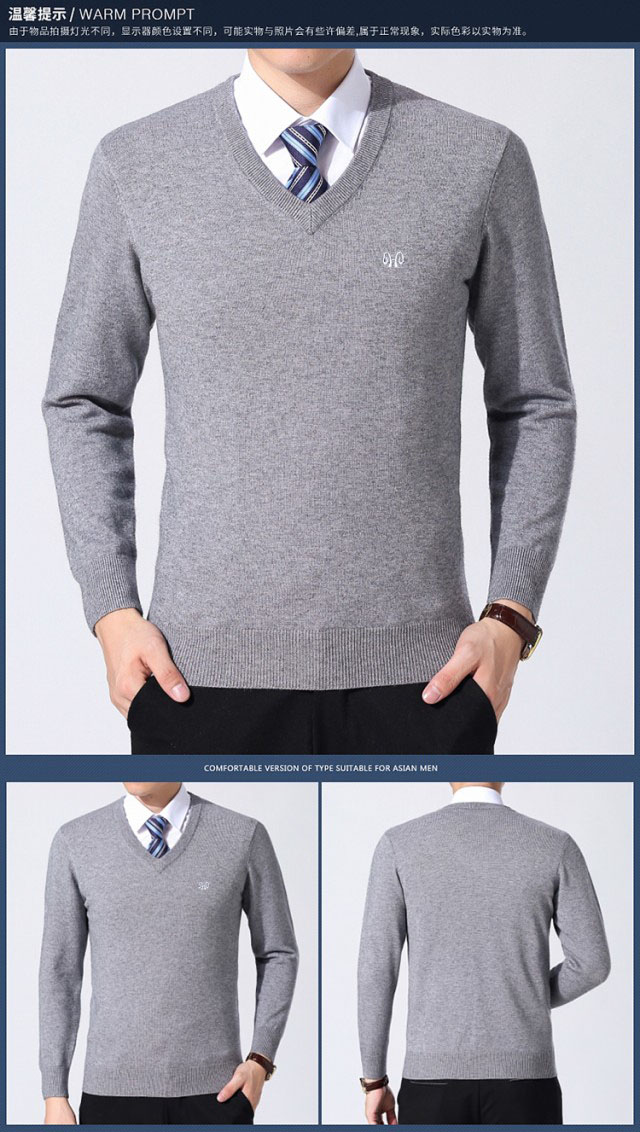 Áo len nam mùa đông mới trung niên Màu áo len cashmere cổ chữ V dày áo len ấm áp áo len cha quần áo mùa đông nam giới